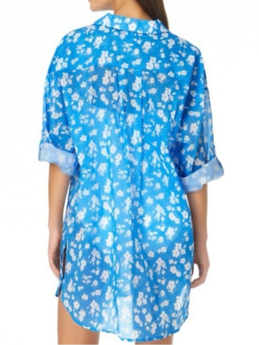 Anne Cole Button Down Floral Shirt Top Swim Coverup - Picture 2 of 7